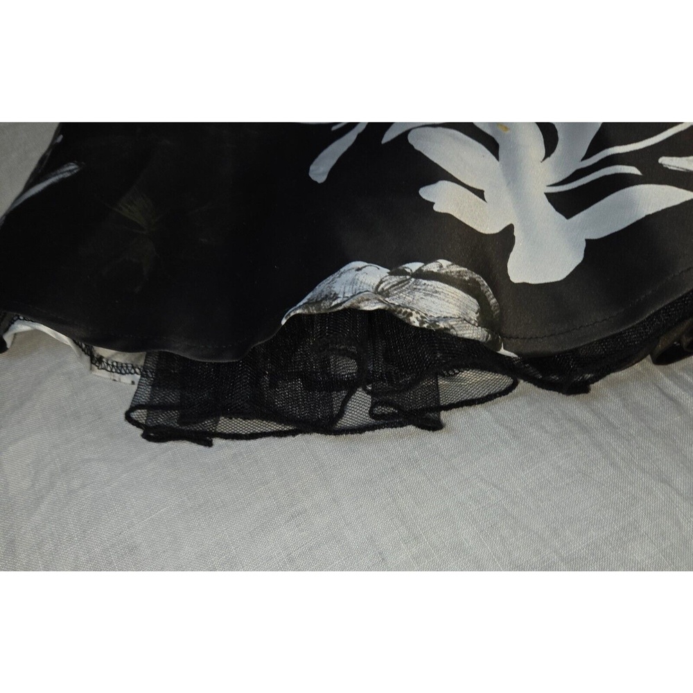 City Studio Skirt 13 Tulle Lined Black Floral Short Skater Flare 32" W x 18" L - Picture 6 of 16